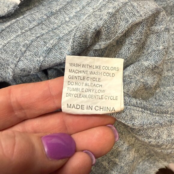 Light Blue & White Zip Up Sweater- Women's Plus Size XXL - Picture 5 of 6